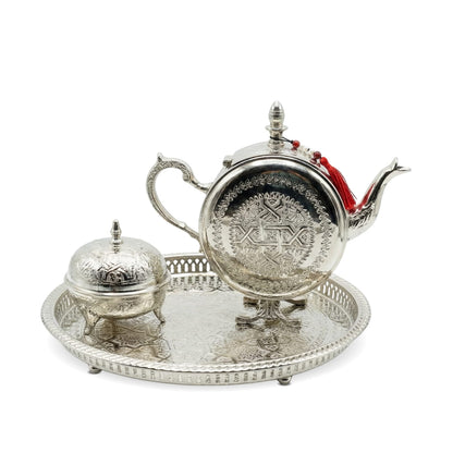 طقم شاي مغربي فضي