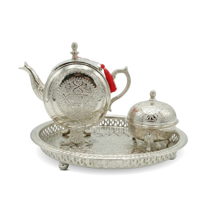 طقم شاي مغربي فضي